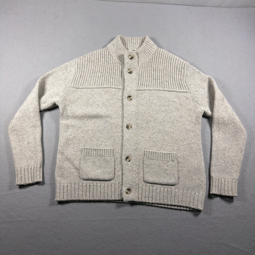 UNTUCKit Gatsby Button Front Cardigan Men L  Light Grey Minimalist Casual